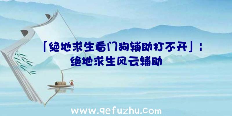 「绝地求生看门狗辅助打不开」|绝地求生风云辅助